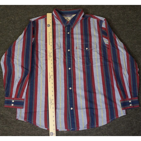 Levi's Mens Western Relaxed Fit Pearl Snap Long Sleeve Striped Shirt - Picture 3 of 10